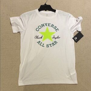 BNWT Converse White Tee with Neon Green Star⭐️